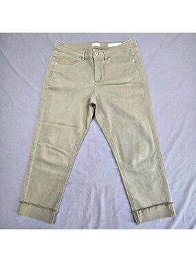 J Jill Denim Womens 8P Cropped Jeans Olive Green Casual Stretch Authentic Fit